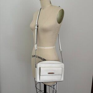 MICHAEL KORS MK GEORGIA MEDIUM MESSENGER CROSSBODY LEATHER BAG OFF WHITE
